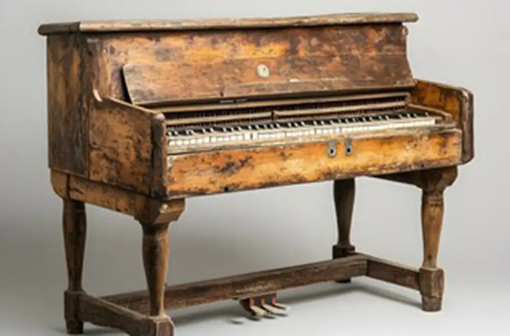 a piano in bad condition